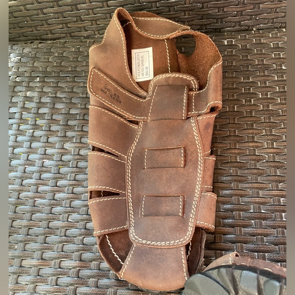 Volks Walkers Leather Sandals Men’s Closed Toe Hiking Sandals Brown Size 12 - Picture 3 of 8